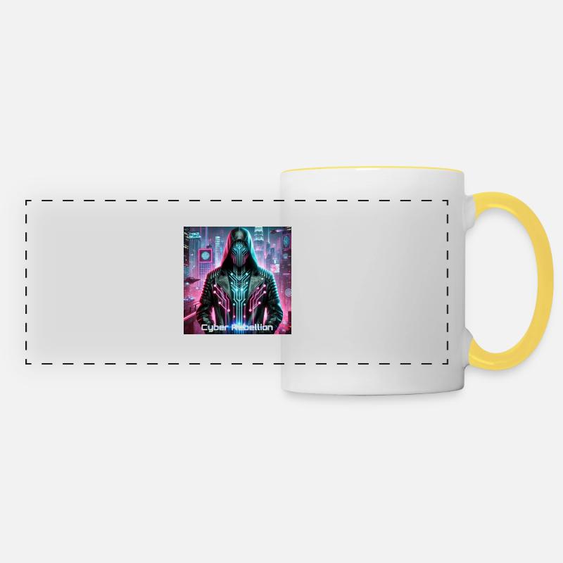 Cyber Rebellion - Black Ghost - Panoramic Mug - white/yellow