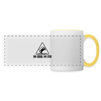 Pas de risque pas de plaisir drôle cadeau tuning voiture - Mug panoramique contrasté et blanc - blanc/jaune - Devant