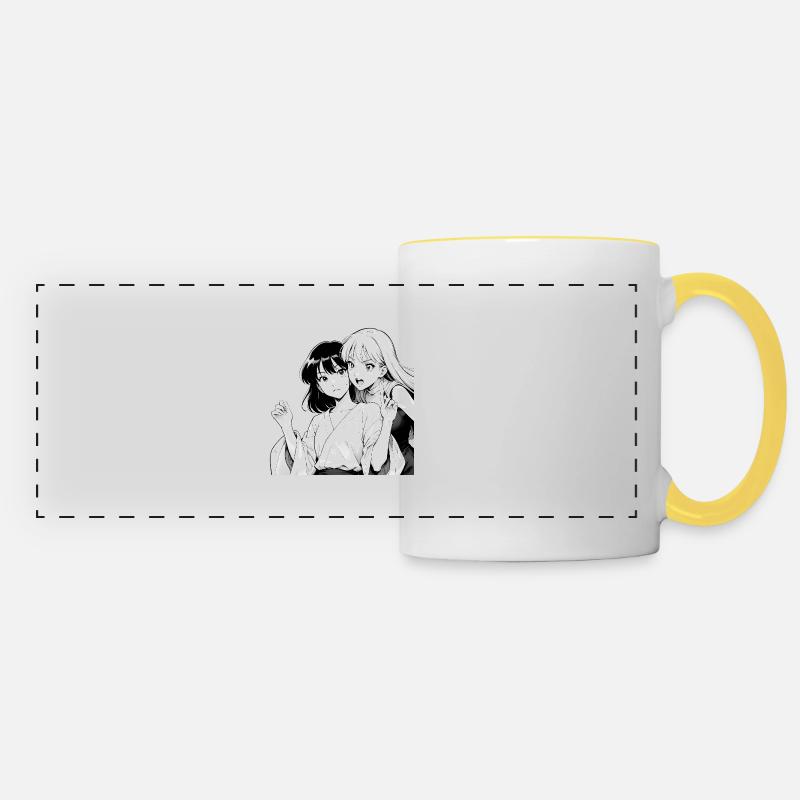 Manga Anime Girls - Panoramic Mug - white/yellow