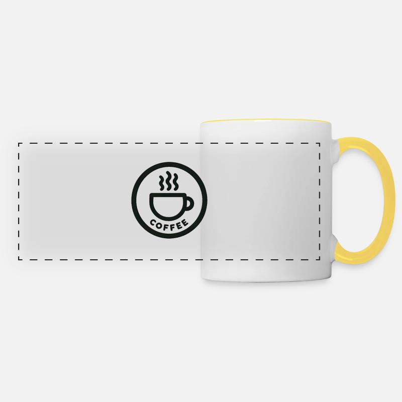 Steaming Coffee Mug Minimalist - Panoramic Mug - white/yellow