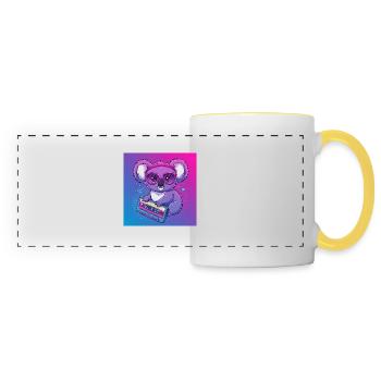 Funny Koala with Cassette - 80s Vibes - Panoramic Mug - white/yellow - Front