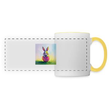 Ostern und süßer Hase - Panoramatasse - Weiß/Gelb - Vorne