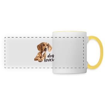 Amoureux des chiens - Mug panoramique contrasté et blanc - blanc/jaune - Devant