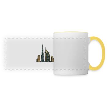 Horizon de Dubaï - Mug panoramique contrasté et blanc - blanc/jaune - Devant