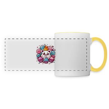 Kawaii Anime – Cute Manga Design for Otakus Teddy - Panoramic Mug - white/yellow - Front