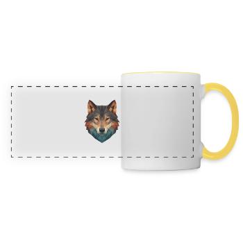 Geometric Wolf Head - Panoramic Mug - white/yellow - Front