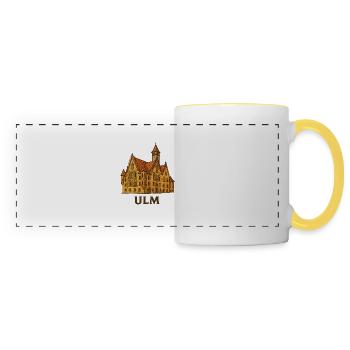 Hôtel de ville d’Ulm - Mug panoramique contrasté et blanc - blanc/jaune - Devant