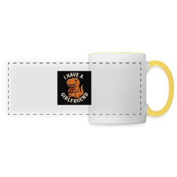 J’ai une copine - Mug panoramique contrasté et blanc - blanc/jaune - Devant