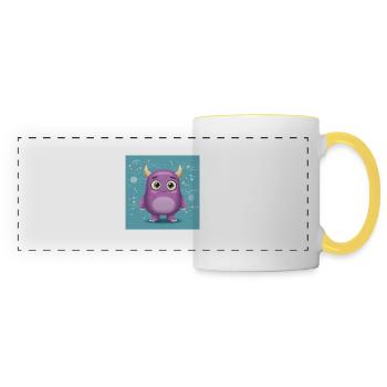 Playful Purple Monster Design - Panoramic Mug - white/yellow - Front