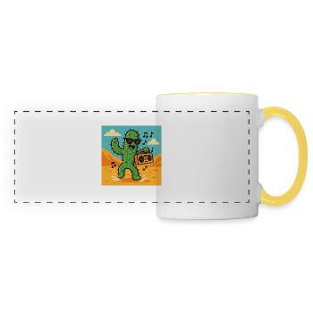 Cactus DJ – Le King du Désert - Mug panoramique contrasté et blanc - blanc/jaune - Devant