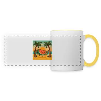 Watermelon Relax – Hammock & Sun - Panoramic Mug - white/yellow - Front