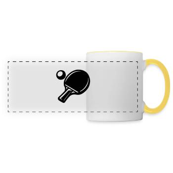 Icône du tennis de table - Mug panoramique contrasté et blanc - blanc/jaune - Devant
