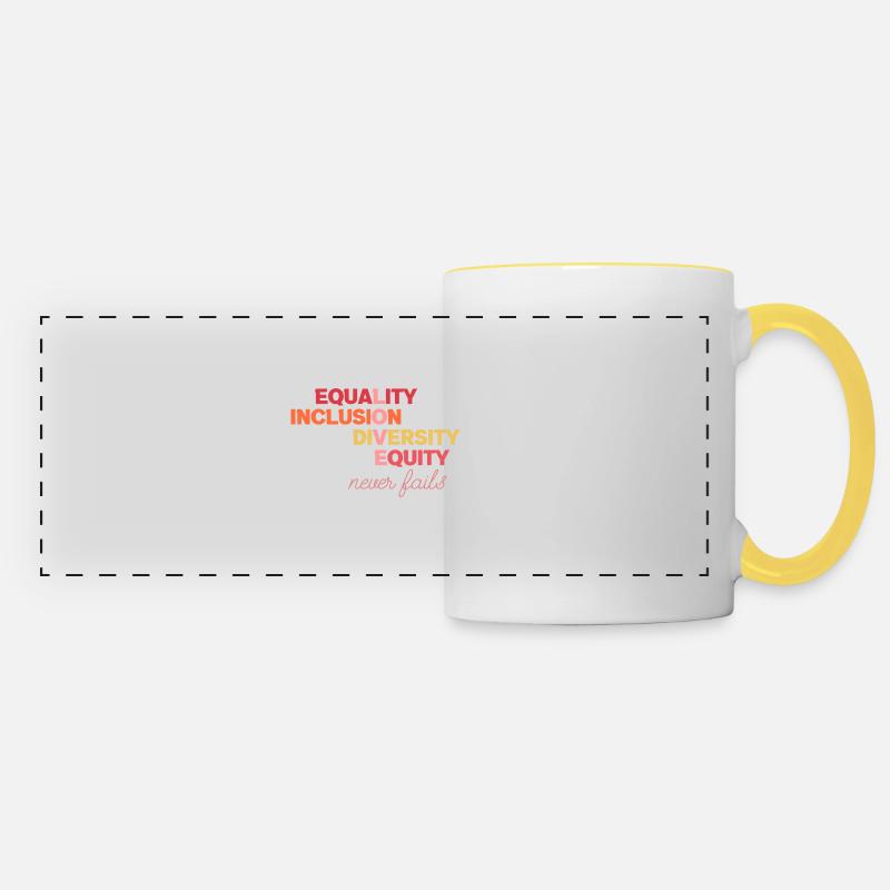 Égalité Inclusion Diversité Justice - Mug panoramique contrasté et blanc - blanc/jaune