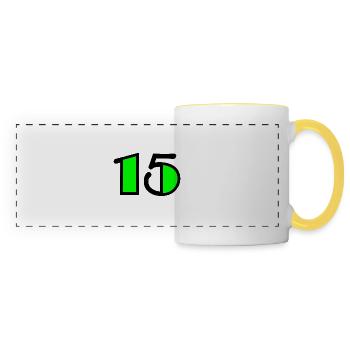 15. 15 ANS. 15e ANNIVERSAIRE. ANNIVERSAIRE 15 ANS. - Mug panoramique contrasté et blanc - blanc/jaune - Devant
