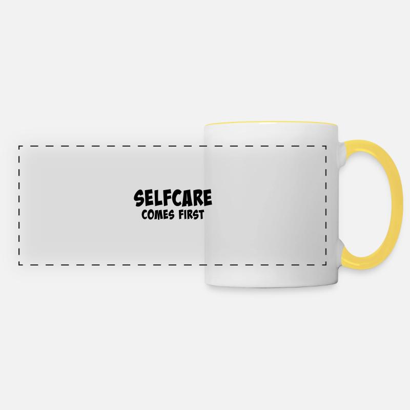Selfcare comes first - Panoramatasse - Weiß/Gelb