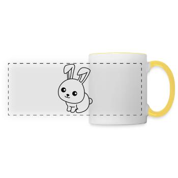 Lapin Comic Animal - Mug panoramique contrasté et blanc - blanc/jaune - Devant