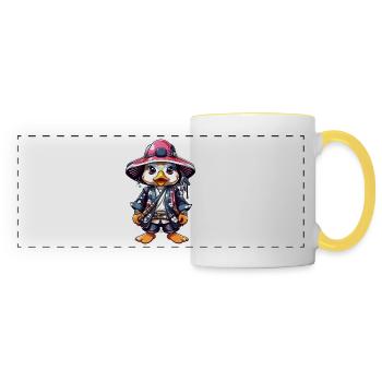 Quack-tastic Samurai Adventures: Cute Samurai Duck - Mug panoramique contrasté et blanc - blanc/jaune - Devant