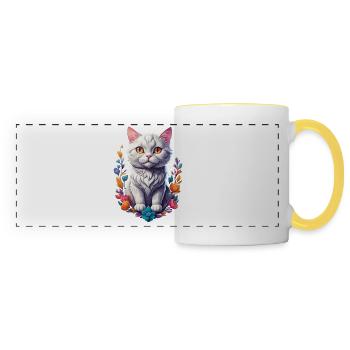 Chaton - Mug panoramique contrasté et blanc - blanc/jaune - Devant