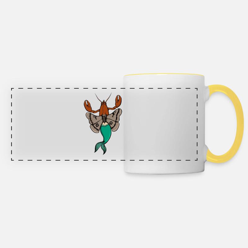Lobster moth-mermaid - Panoramic Mug - white/yellow
