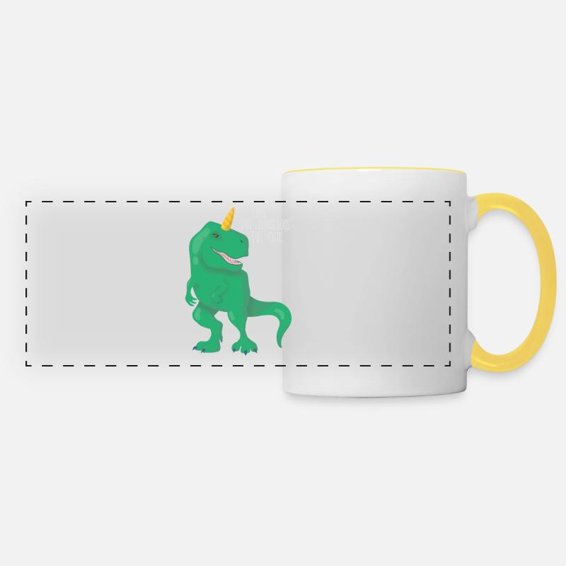 Dino Einhorn T-Rex - Panoramatasse - Weiß/Gelb