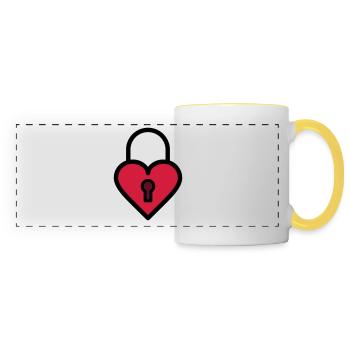 Padlock, love lock - Panoramic Mug - white/yellow - Front