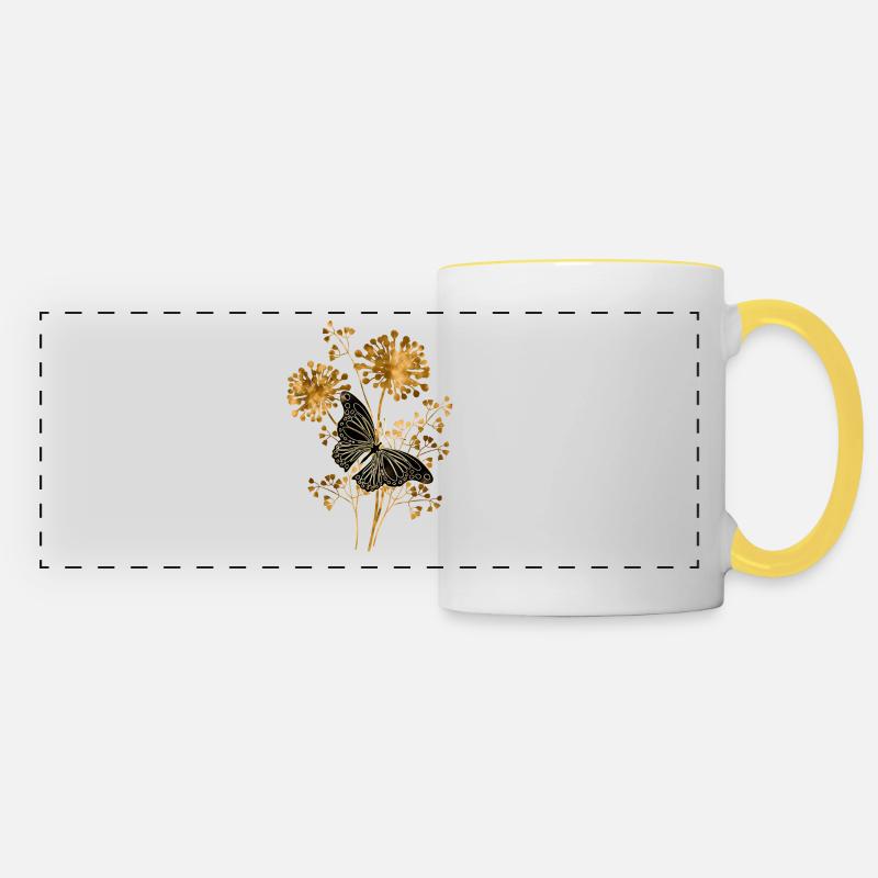 butterfly - Panoramic Mug - white/yellow