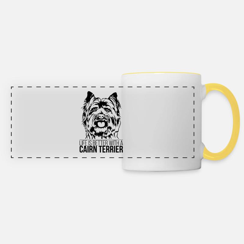 Cairn Terrier life is better Dogs Dog Wilsigns - Panoramic Mug - white/yellow