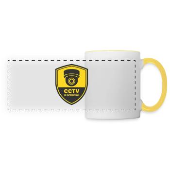Security cameras in use symbol icon. Fixed CCTV - Panoramic Mug - white/yellow - Front