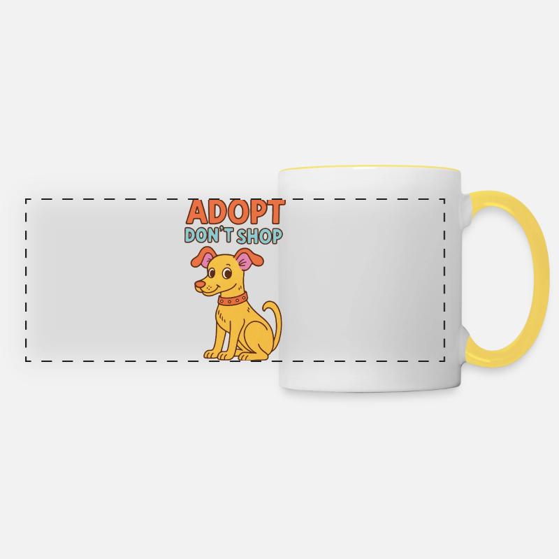 Adopt Don't Shop Pup - Panoramic Mug - white/yellow