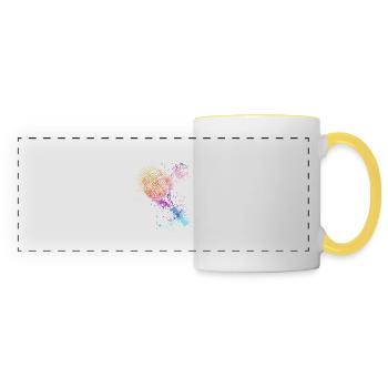 tennis,racket,ball,graffiti,blue,painting,colorful - Panoramic Mug - white/yellow - Front