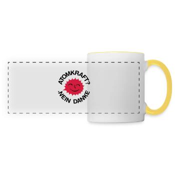 Nuclear power? No thank you! Logo smiling sun - Panoramic Mug - white/yellow - Front