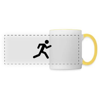man_run__f1 - Mug panoramique contrasté et blanc - blanc/jaune - Devant