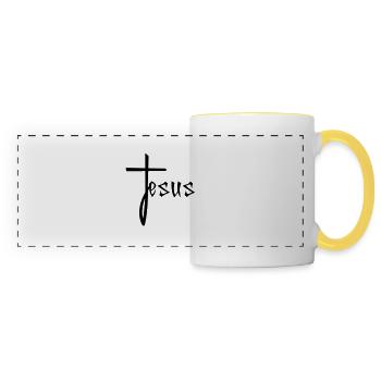 jesus kreuz christus christ katholisch evangelisch - Panoramatasse - Weiß/Gelb - Vorne