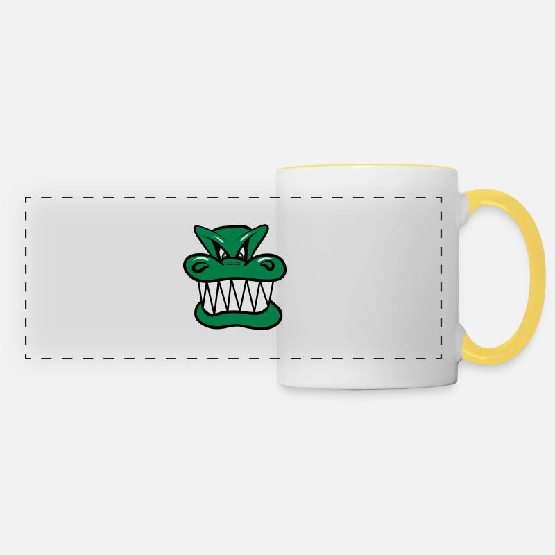 Wicked funny cool Dragon comic - Panoramic Mug - white/yellow