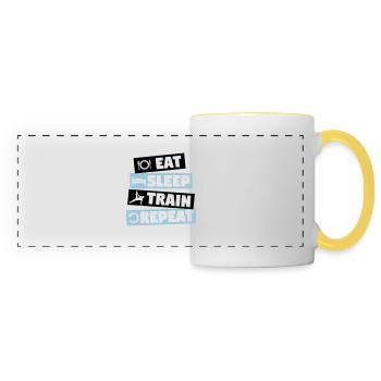 Gymnastics - eat, sleep, train, repeat - Panoramatasse - Weiß/Gelb - Vorne