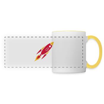 Clipart red rocket - Panoramic Mug - white/yellow - Front