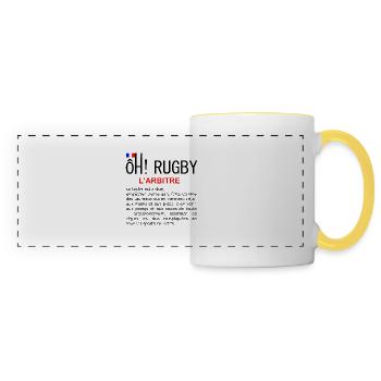 rugby arbitre - Mug panoramique contrasté et blanc - blanc/jaune - Devant