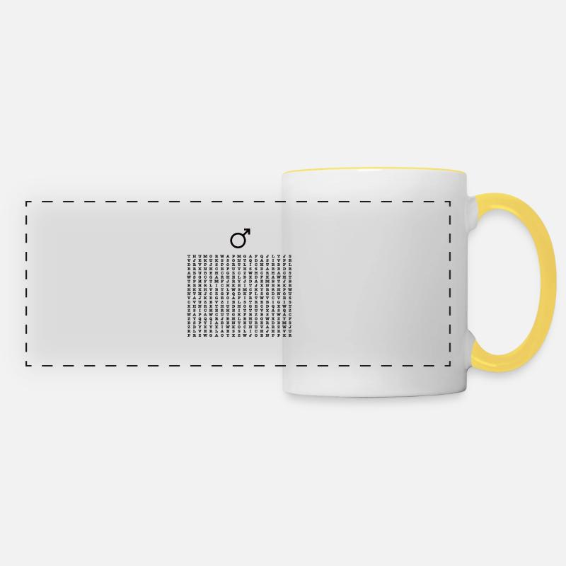 Letter Puzzle Men - Panoramic Mug - white/yellow