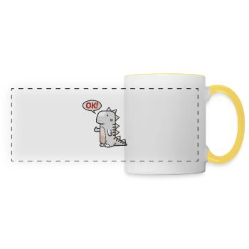 Dinosaure - Mug panoramique contrasté et blanc - blanc/jaune - Devant