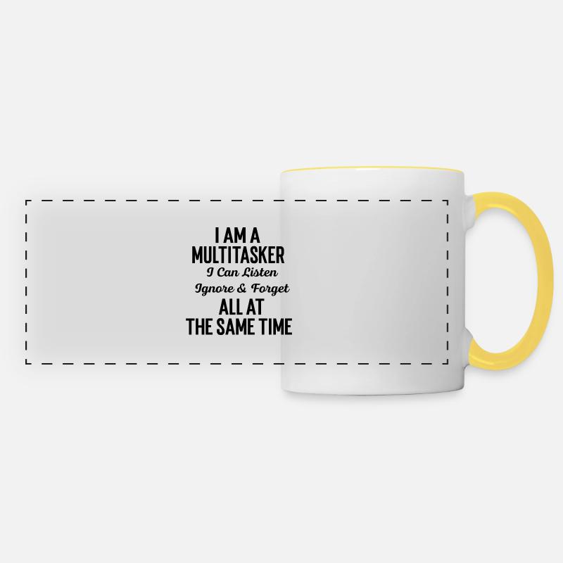 I Am A Multitasker T-shirt - Panoramatasse - Weiß/Gelb