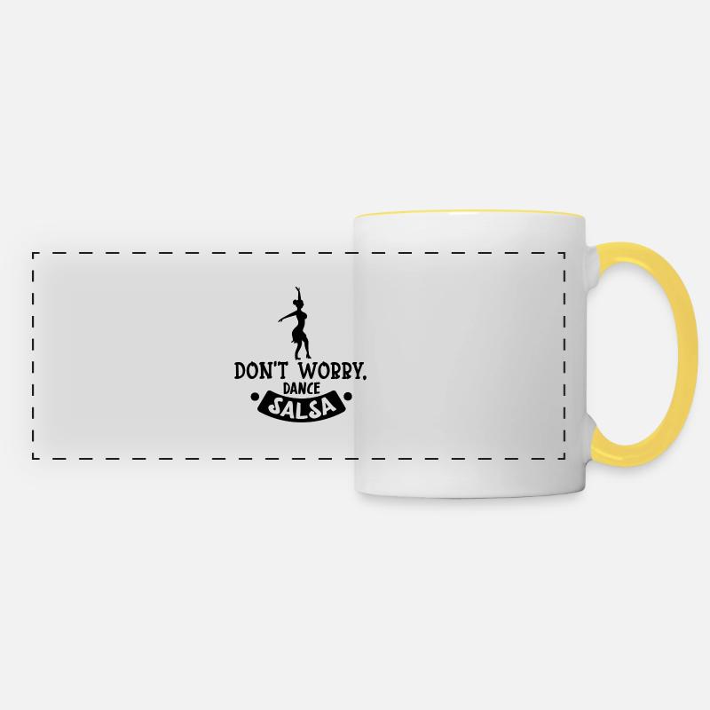 Don t worry dance Salsa - Panoramic Mug - white/yellow