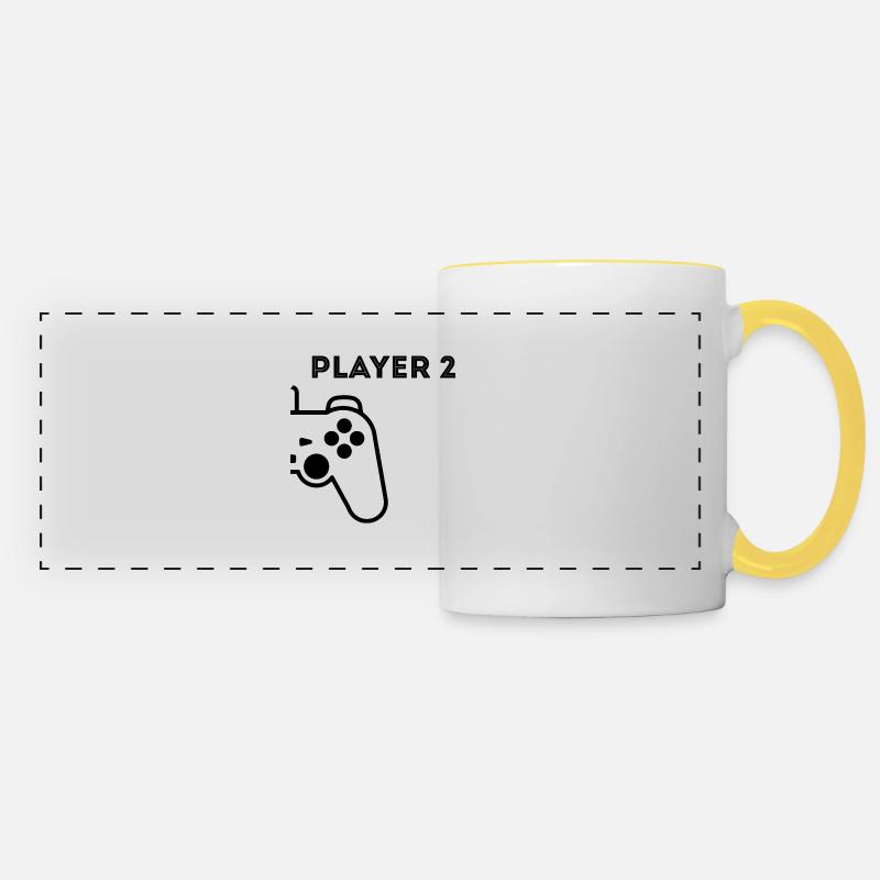 Player 2 Spiel Zocken Gamer Nerd Geschenk - Panoramatasse - Weiß/Gelb