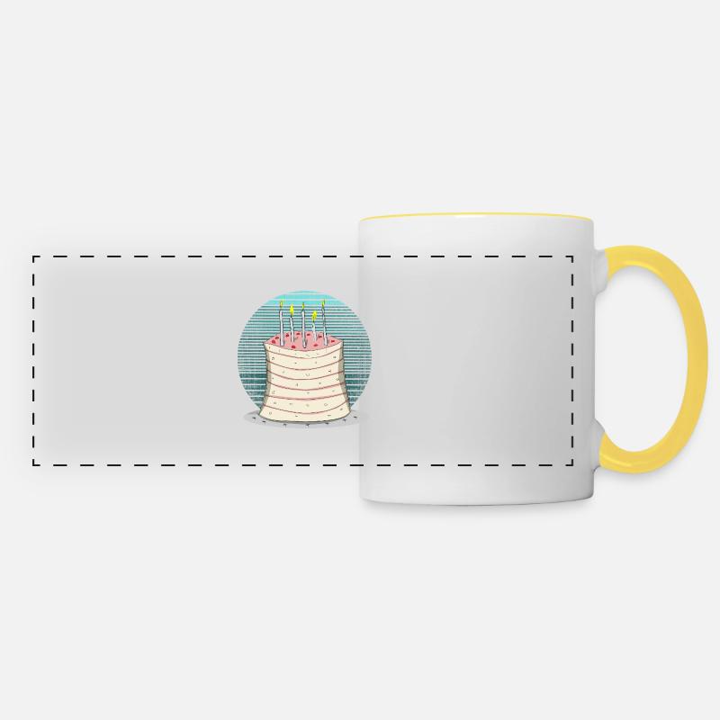 Cake Birthday Cake Cake - Panoramic Mug - white/yellow