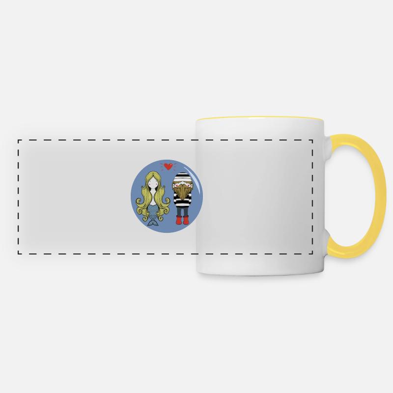 Amour de la mer - Mug panoramique contrasté et blanc - blanc/jaune