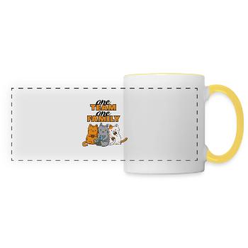 team family cat biscuits baking work colleagues - Panoramic Mug - white/yellow - Front