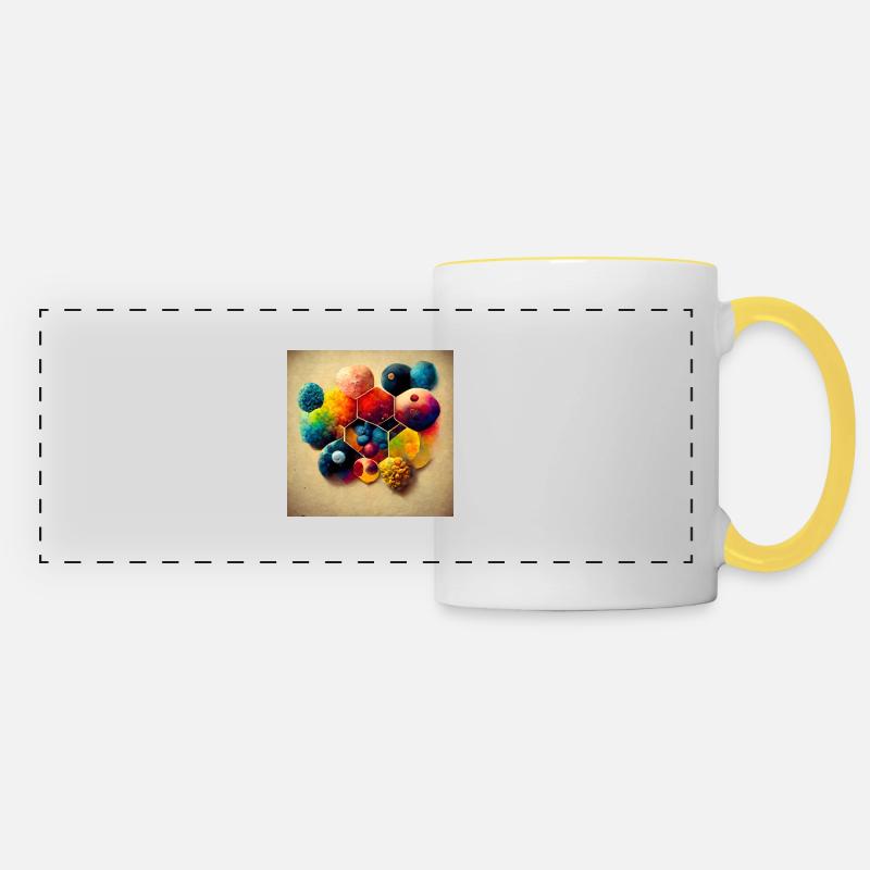 Un casse-tête avec des molécules - Mug panoramique contrasté et blanc - blanc/jaune