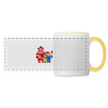 weihnachten nilpferd hippo adventskranz christmas - Panoramatasse - Weiß/Gelb - Vorne