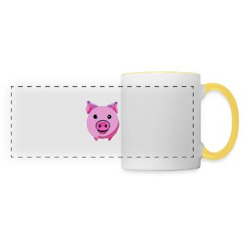 Porc doux Cochons Kawaii Animal 6 - Mug panoramique contrasté et blanc - blanc/jaune - Devant