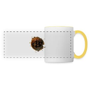 Bitcoin Coin Gold - Mug panoramique contrasté et blanc - blanc/jaune - Devant