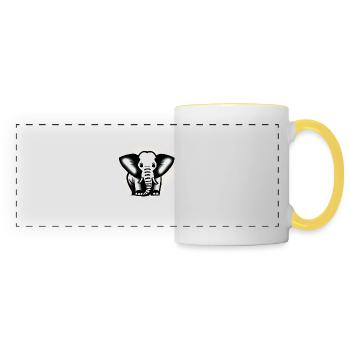Little Elephant Cartoon Cute Love Adventure 1 - Panoramic Mug - white/yellow - Front